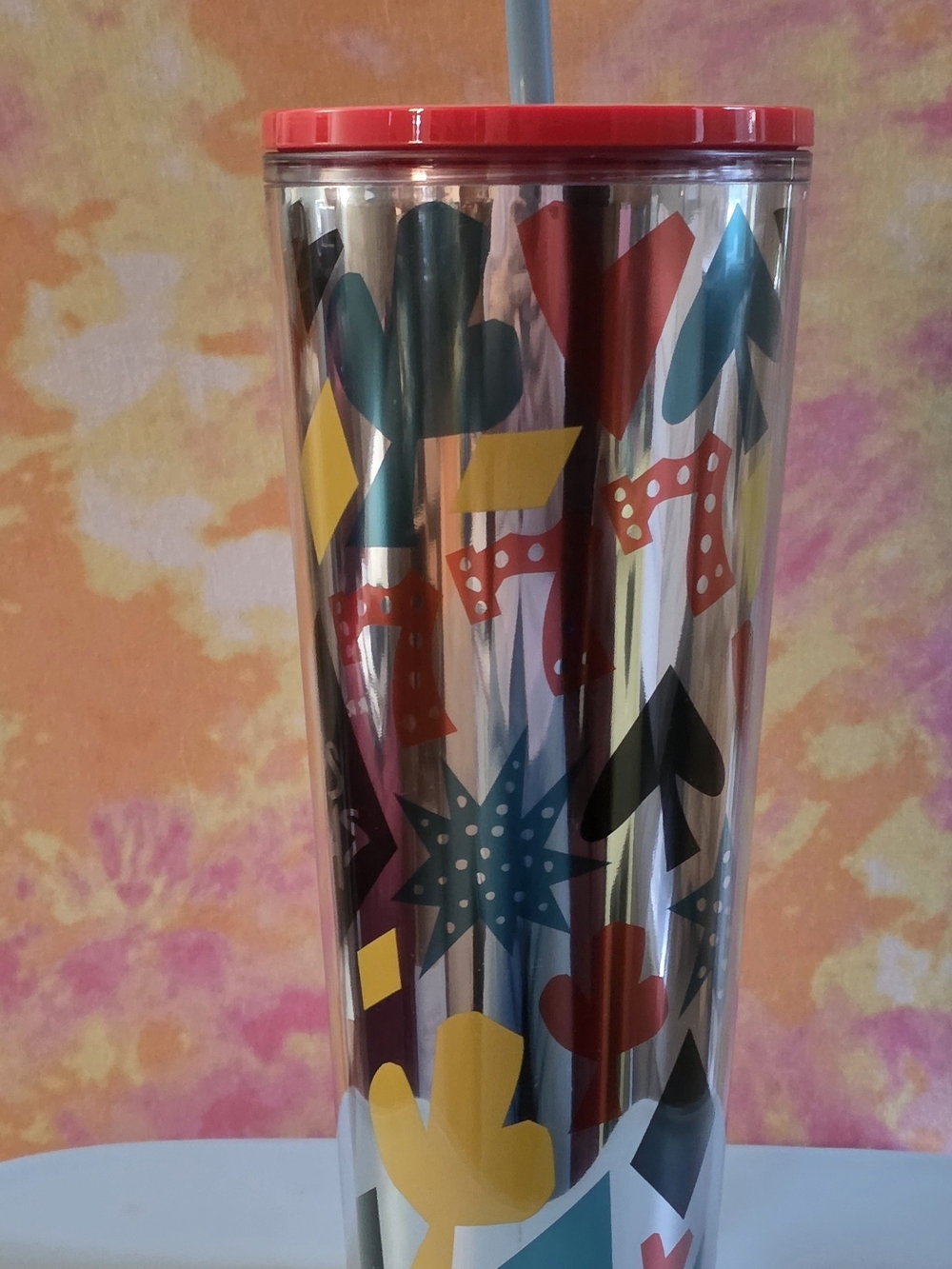 Starbucks Las Vegas 24oz/710mL Insulated Cup Tumbler w/ Straw Silver Red -New